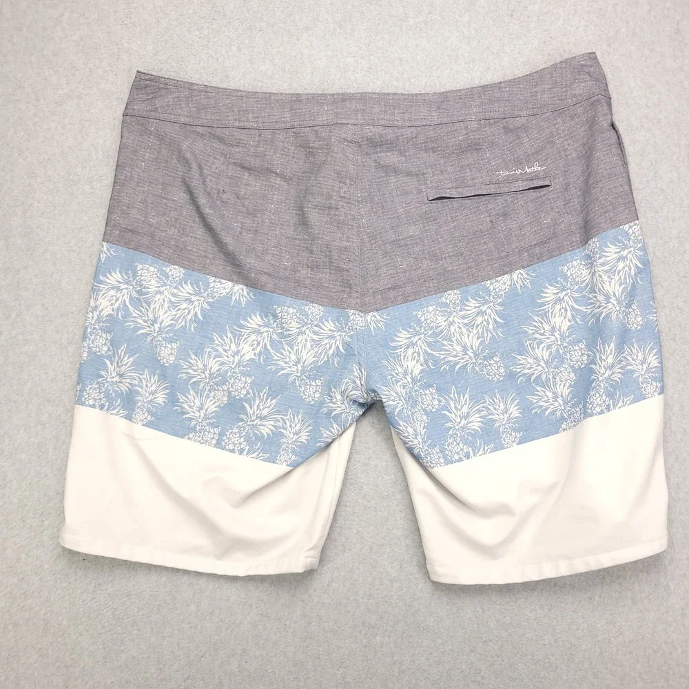 Travis Mathew Mens Size 42 ‎ Board Shorts Swim Trunks Blue White Gray